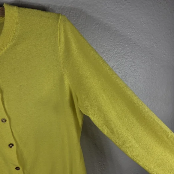 J. Crew Yellow Cardigan Sweater Size S Long Sleeve Button Up Crew Neck Cotton - Picture 9 of 15